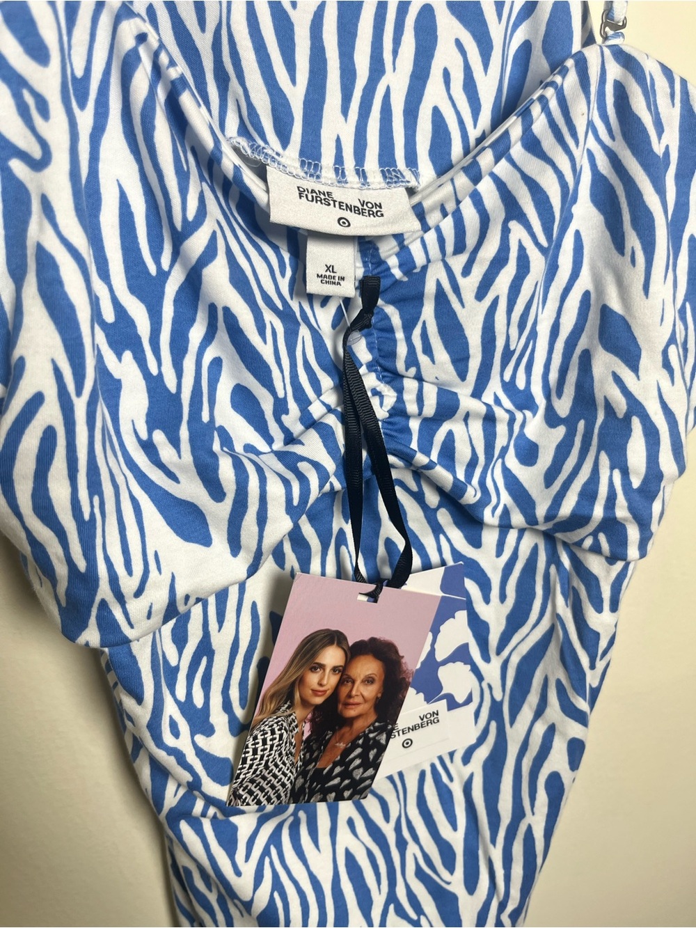 Womens's NWT Diane Von Furstenberg Blue Zebra-Print Cami Tank Top - Picture 5 of 5